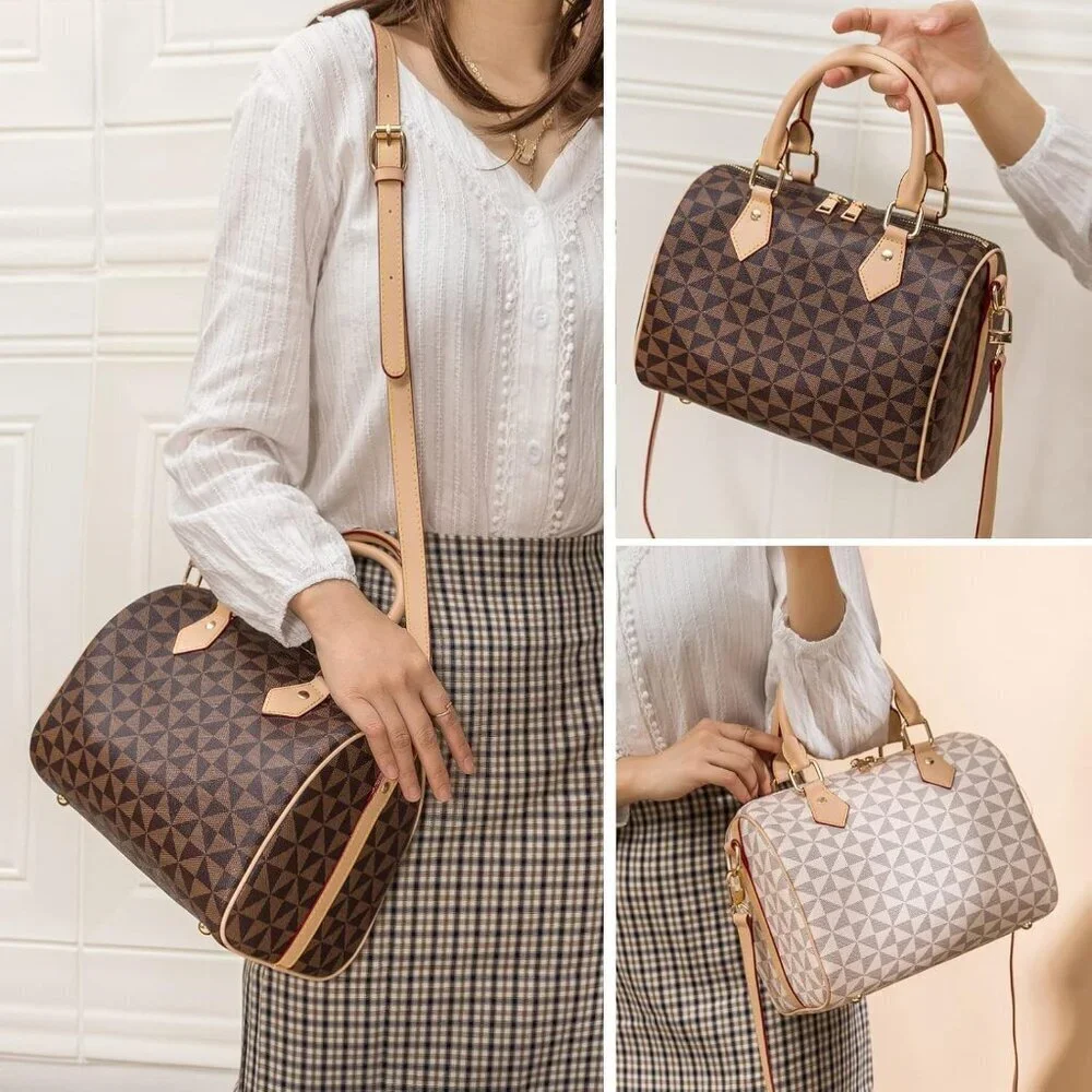 Women’s PU Leather Top Handle Bag Crossbody Satchel Large Purse